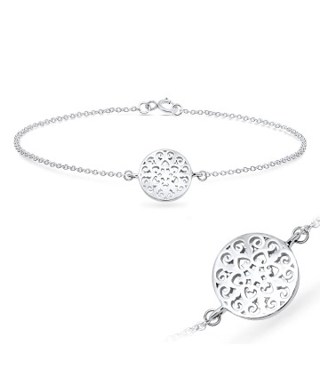 Carve Flower Style Silver Bracelet BRS-616